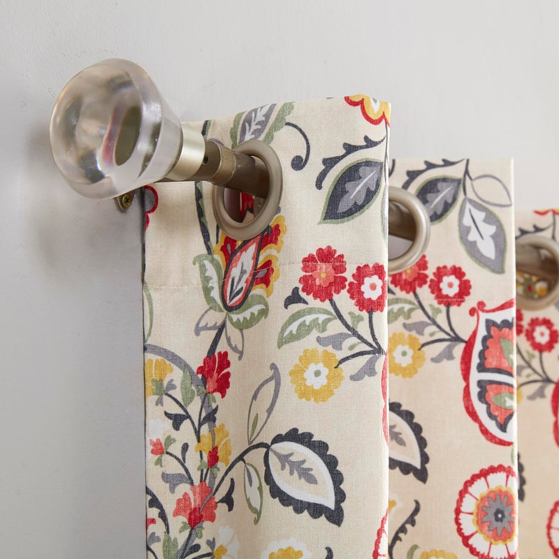 Sun Zero Jorah Botanical Print Thermal Insulated Energy Efficient Grommet Curtain Panel, 40" x 63", Linen - Image 2